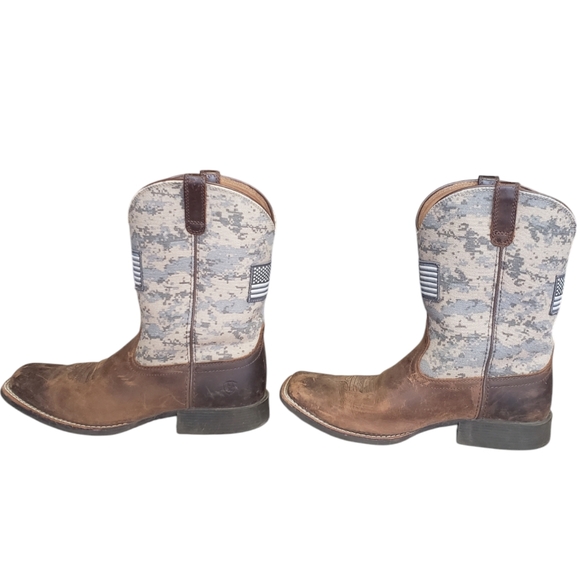 Ariat Men's Distressed Camo Sport Patriot Western Boots Broad Square Toe Size 6. - Picture 6 of 15